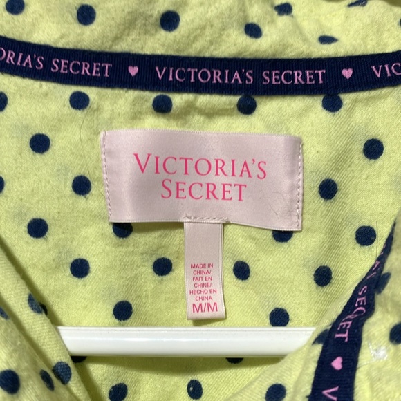 Victoria’s Secret Pj Set Yellow w/blue dots Drawstring & Elastic Waist Size M/M - Picture 4 of 4